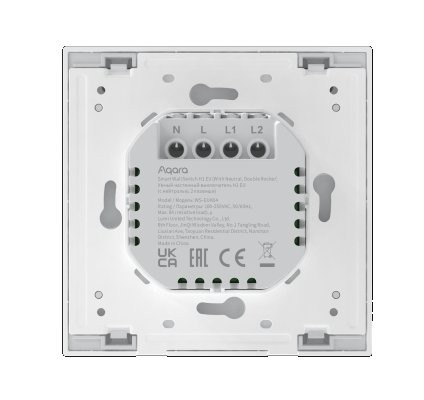 Aqara Smart Wall Switch H1 EU White Double Rocker, With Neutral (Zigbee)