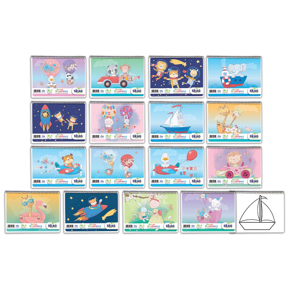 Μπλοκ ζωγραφικής Σπιράλ 30 φύλλων με προτυπωμένες εικόνες Skag