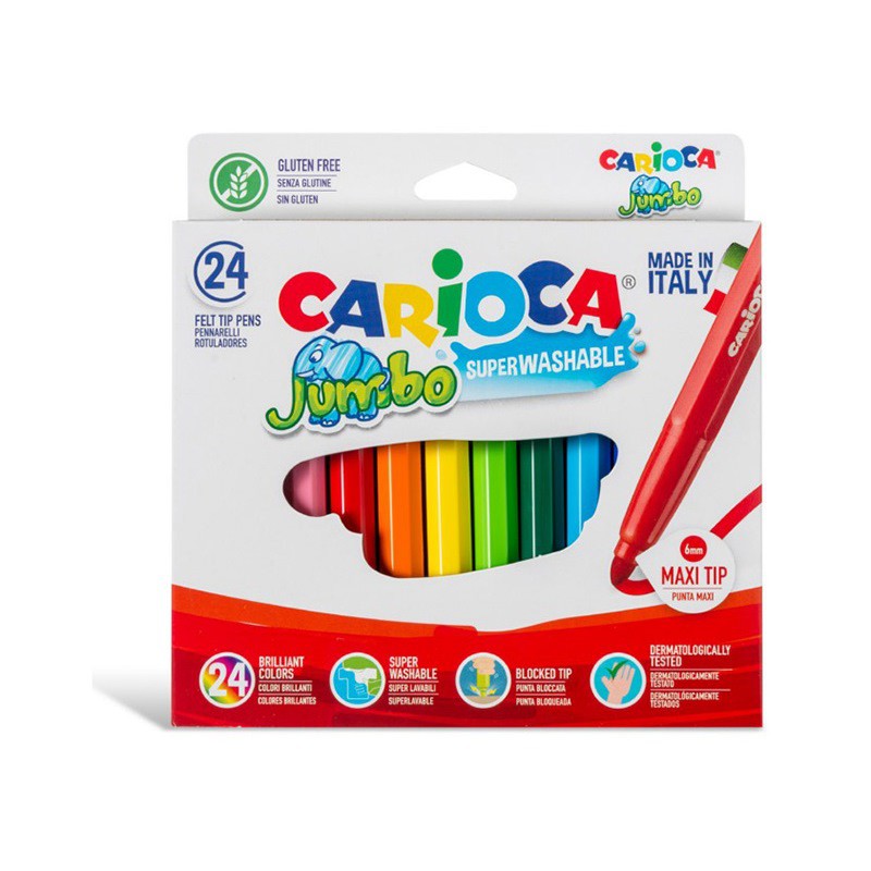 Μαρκαδόροι Ζωγραφικής Carioca Jumbo χοντροί 24 τεμαχίων-πλενόμενοι