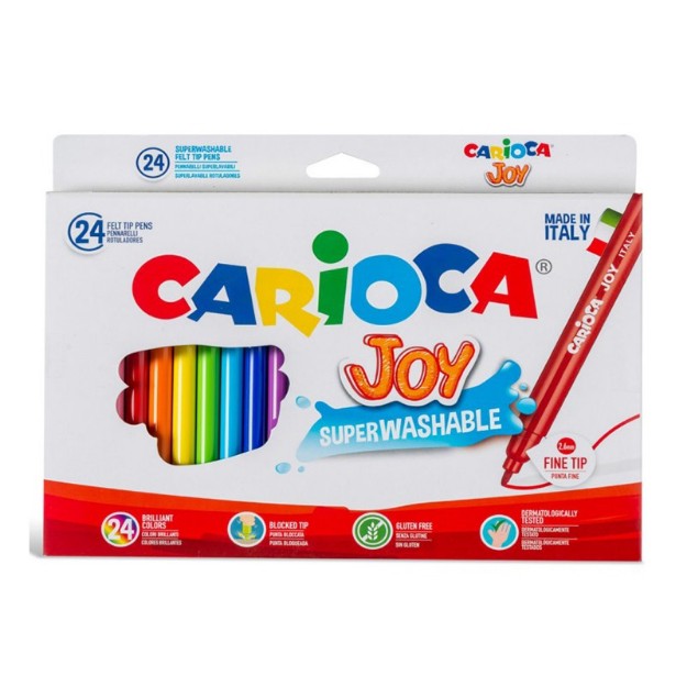 Μαρκαδόροι Ζωγραφικής Carioca Super Joy λεπτοί 24 τεμαχίων-πλενόμενοι