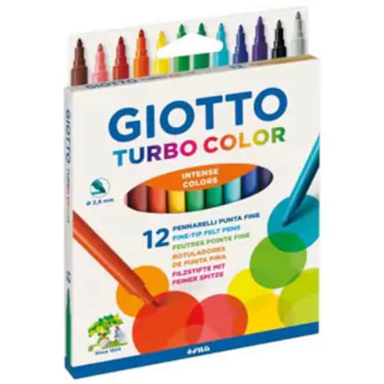 Μαρκαδόροι Ζωγραφικής Giotto Turbo Color λεπτοί 12 τεμαχίων-πλενόμενοι