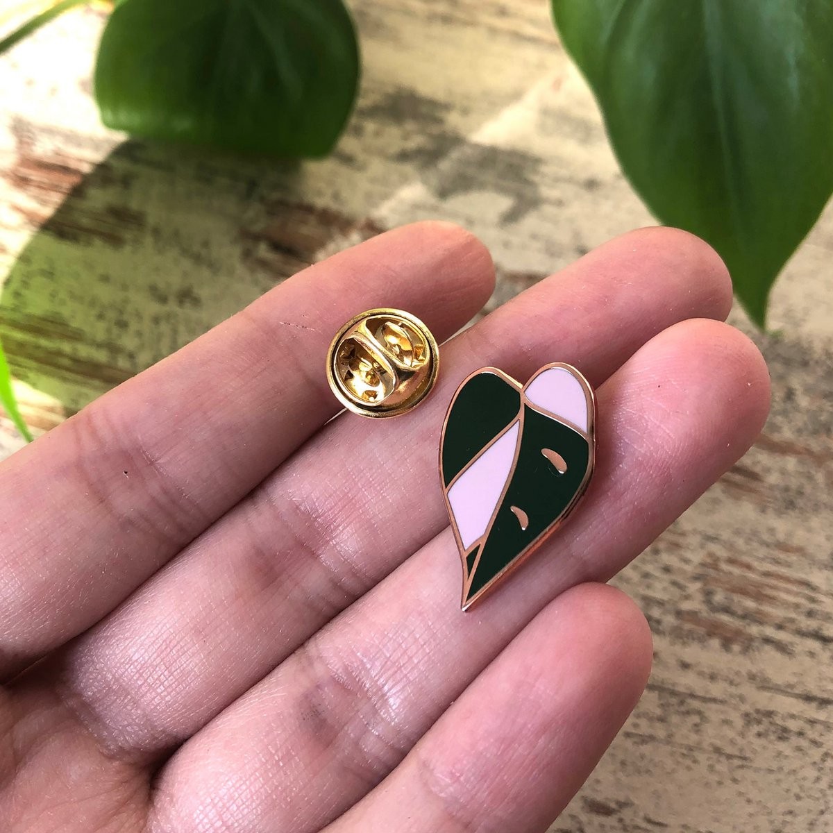 Hard Enamel Pin - Philodendron Pink Princess Leaf