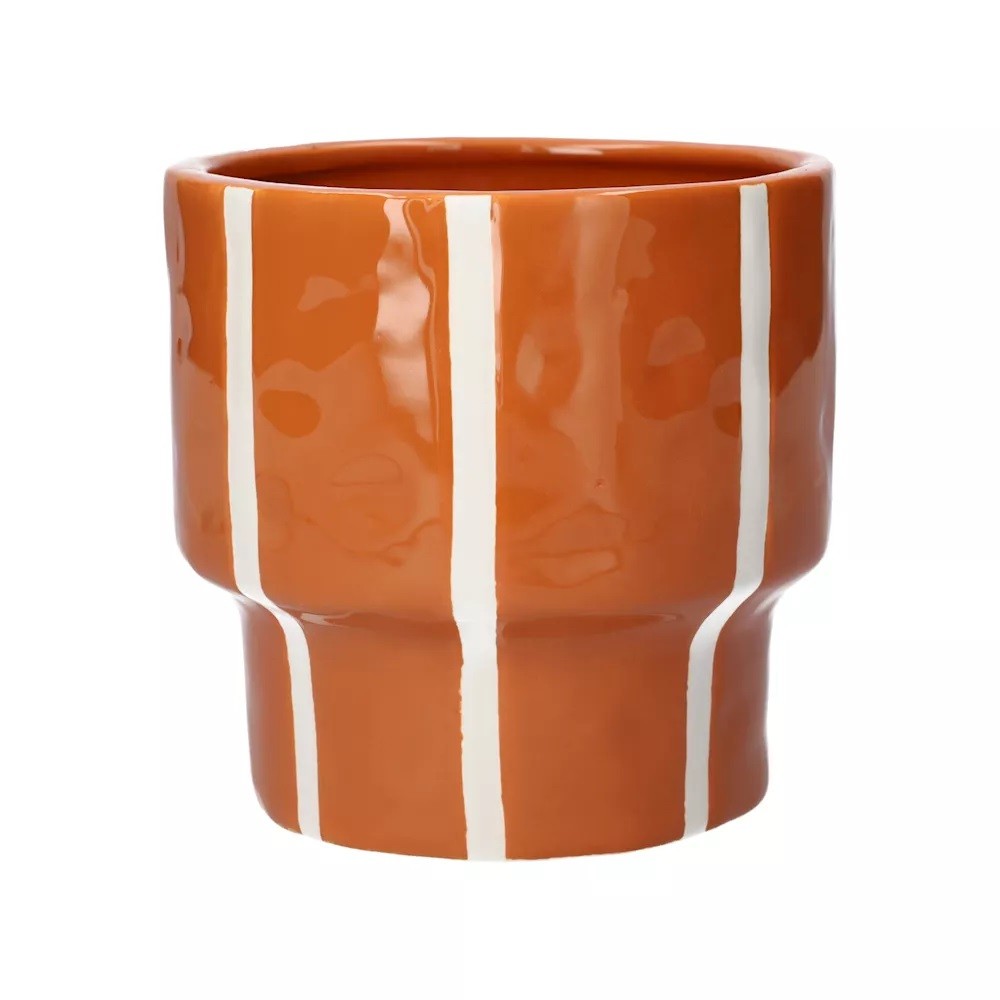 Ceramic Pot Terra White stripes Glazed d13.5xh13