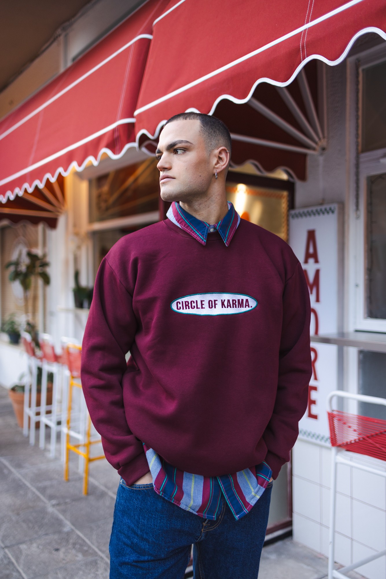 Vintage Karma Oversized Sweater -Bordeaux