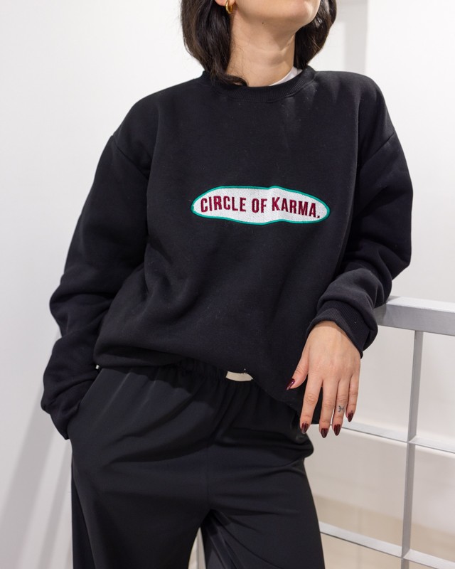 Vintage Karma Oversized Sweater -Black