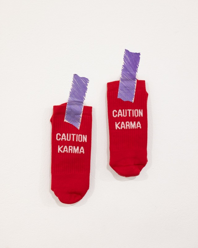 Socks Caution Karma-red