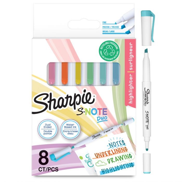 SHARPIE S-NOTE DUO TWIN TIP BLISTER 8TMX