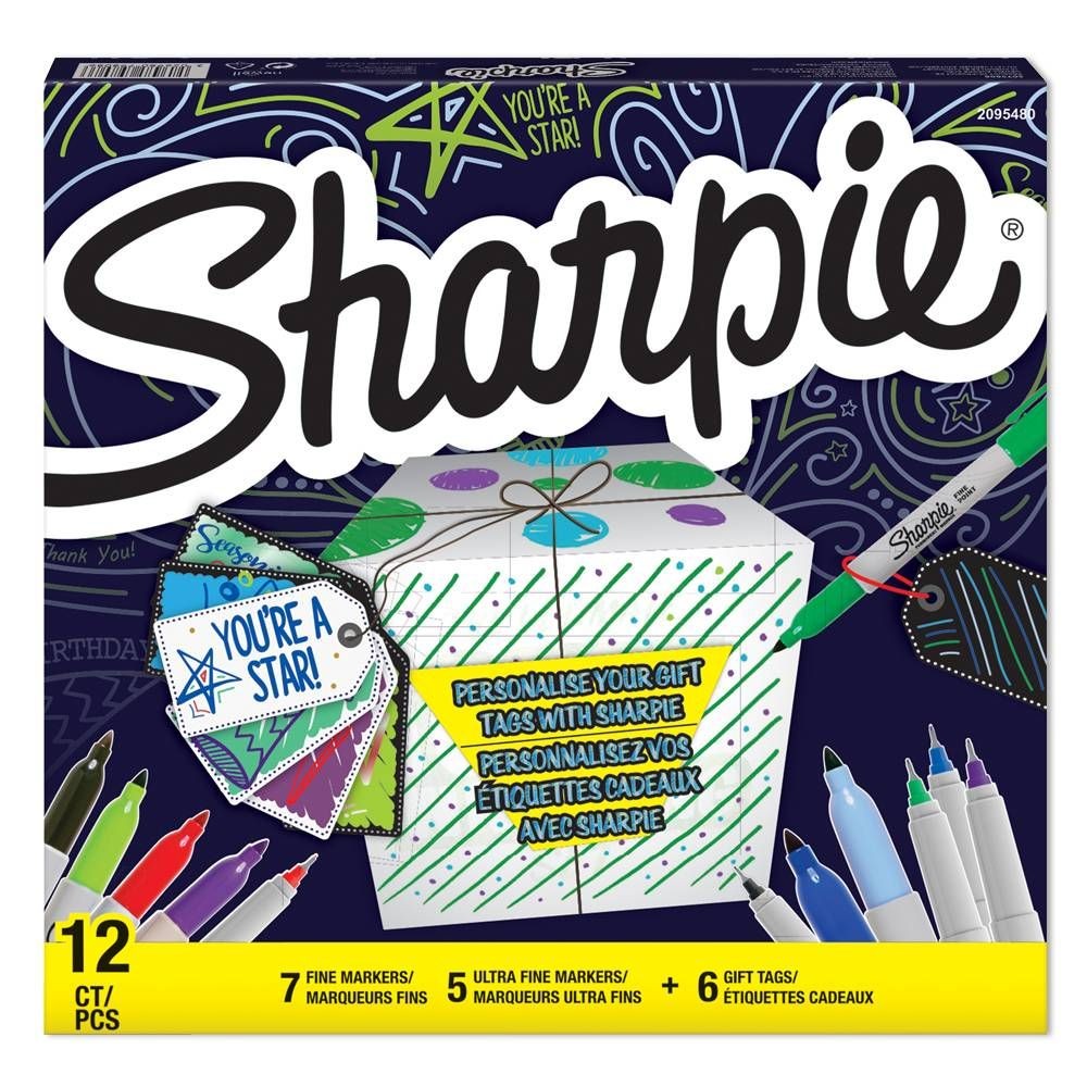 SHARPIE FINE ASS.ΒΟΧ12 6TAGS GIFT