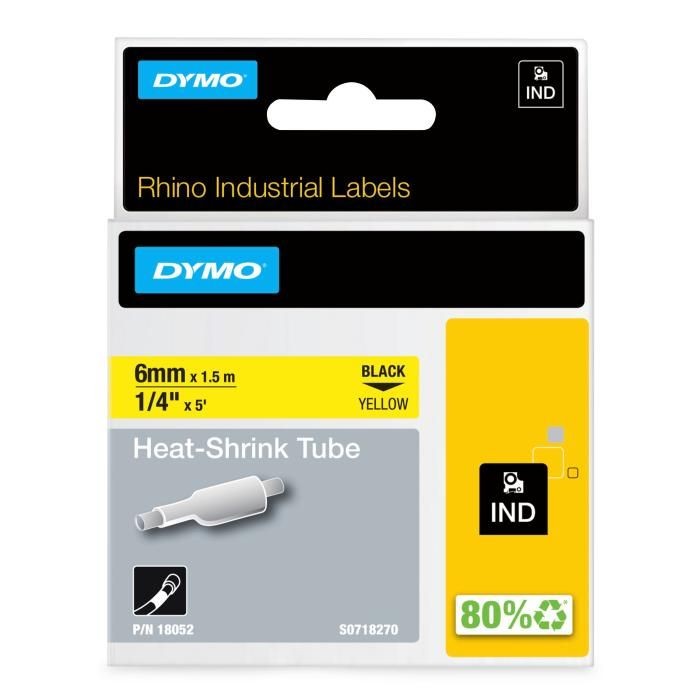 RHINO 6mmx1.5Μ ΗΕΑΤ SHRINK TUBE YELLOW