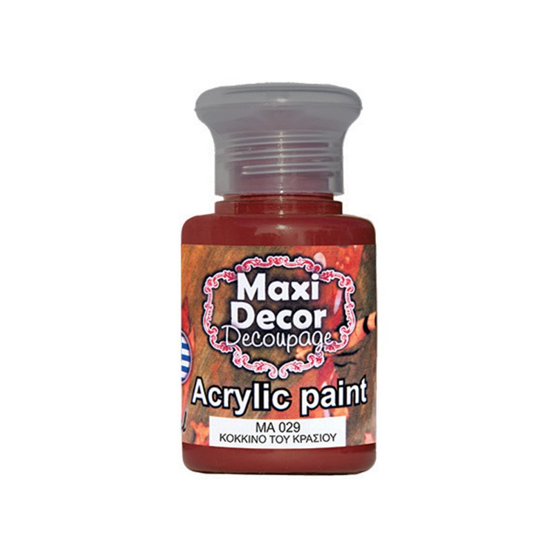 MAXI COLOR ΑΚΡΥΛΙΚΟ ΧΡΩΜΑ MA-029 60ML ΚΟΚΚΙΝΟ ΚΡΑΣ.