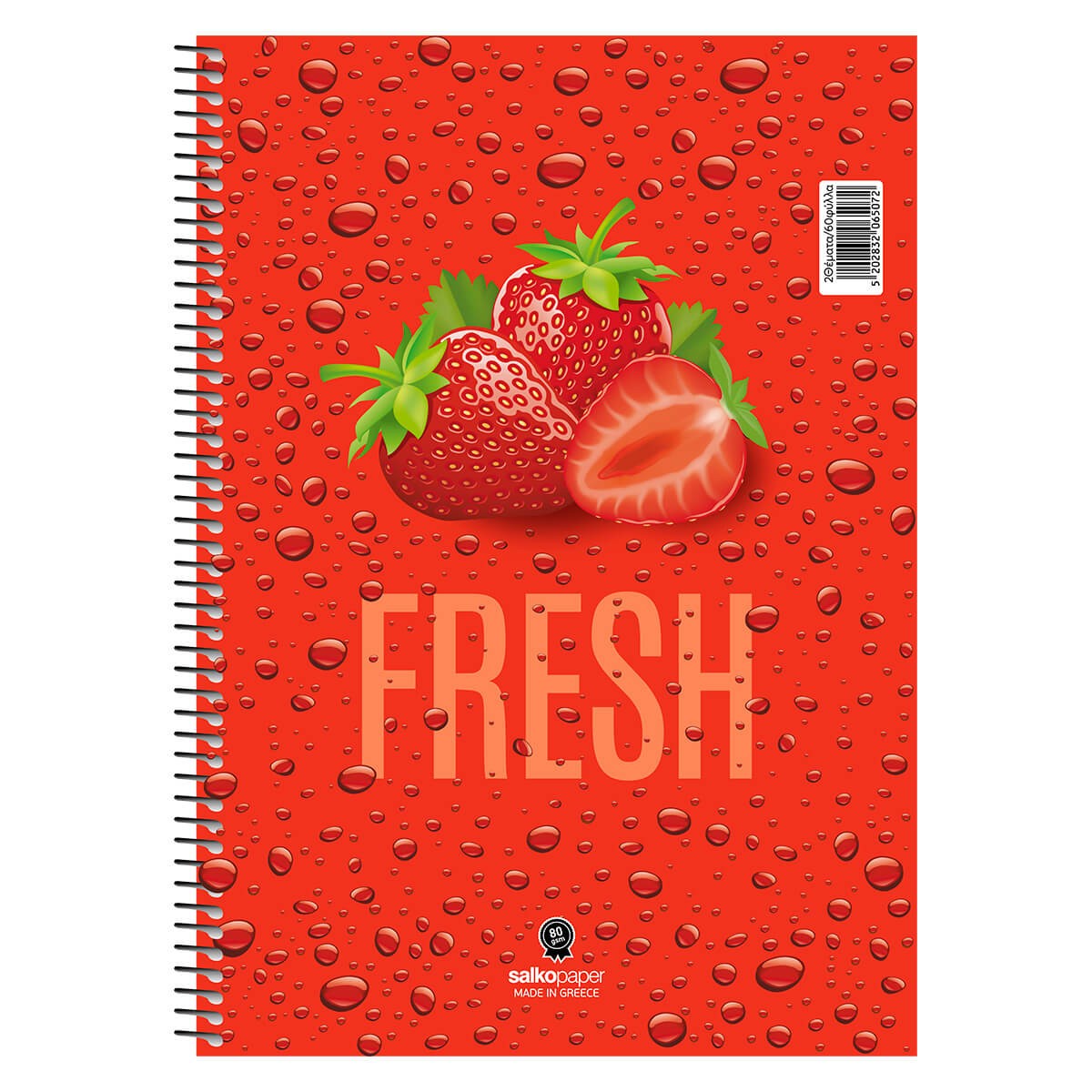 ΤΕΤΡΑΔΙΟ ΜΟΝΟ ΣΠΙΡΑΛ FRESH-Ριγέ-60Φύλλα-Διάσταση:21Χ29