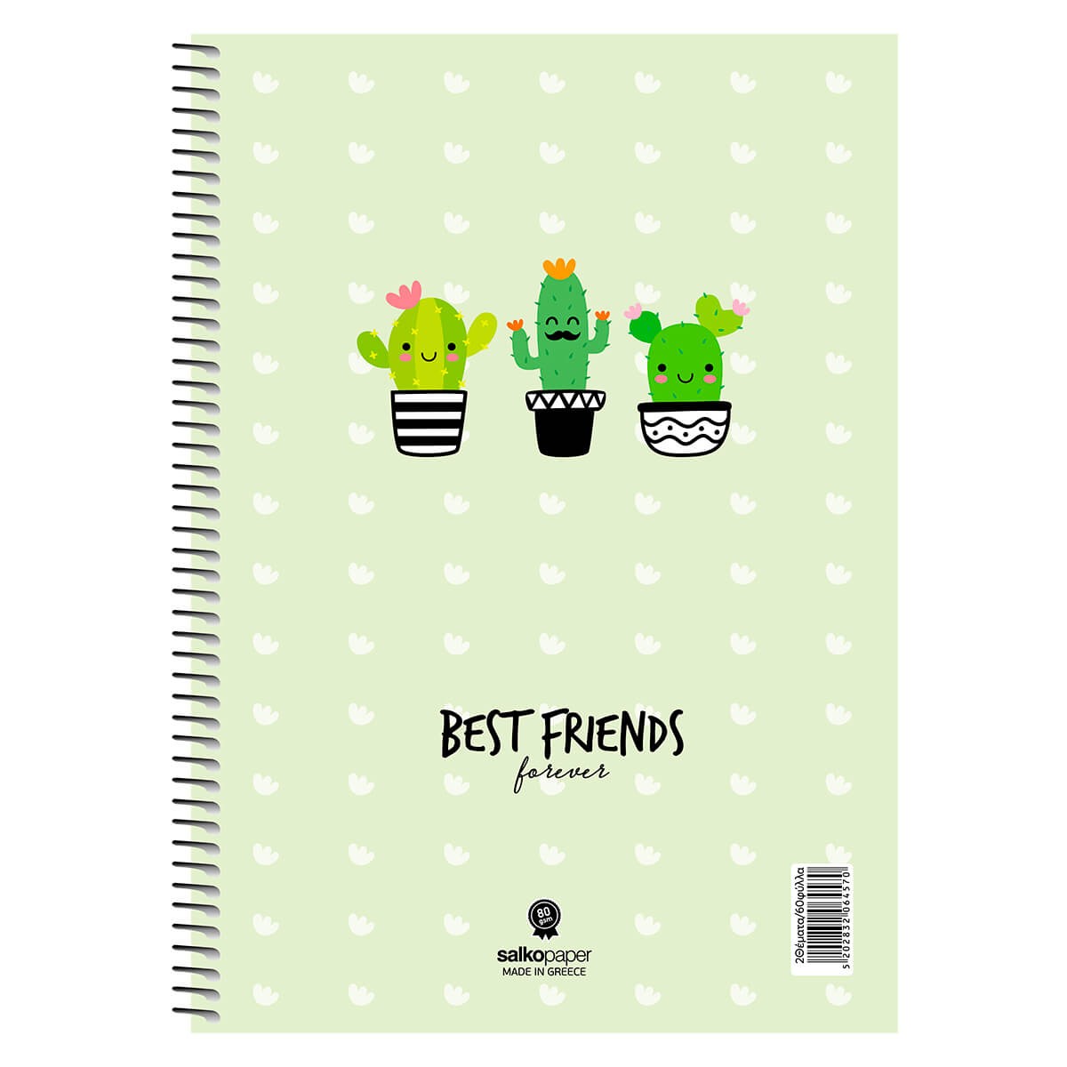 ΤΕΤΡΑΔΙΟ ΜΟΝΟ ΣΠΙΡΑΛ BEST FRIENDS-Ριγέ-60Φύλλα-Διάσταση:17Χ25