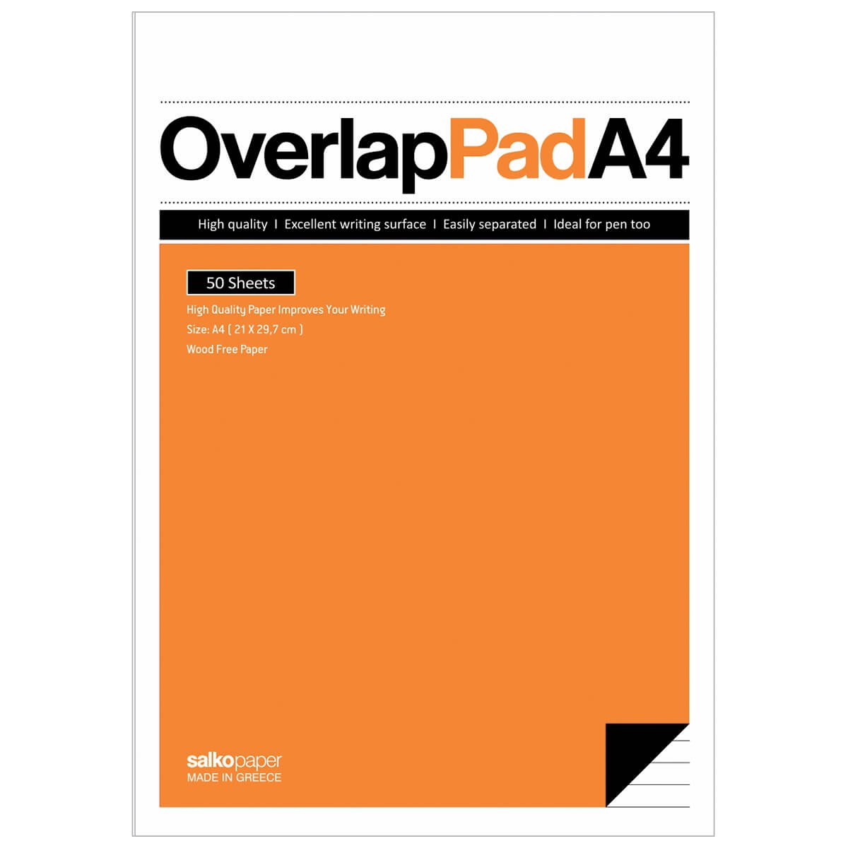 ΜΠΛΟΚ ΓΡΑΦΗΣ 50Φ. OVERLAP-Κατριγέ-50-Φύλλα-Διάσταση:21Χ29.7