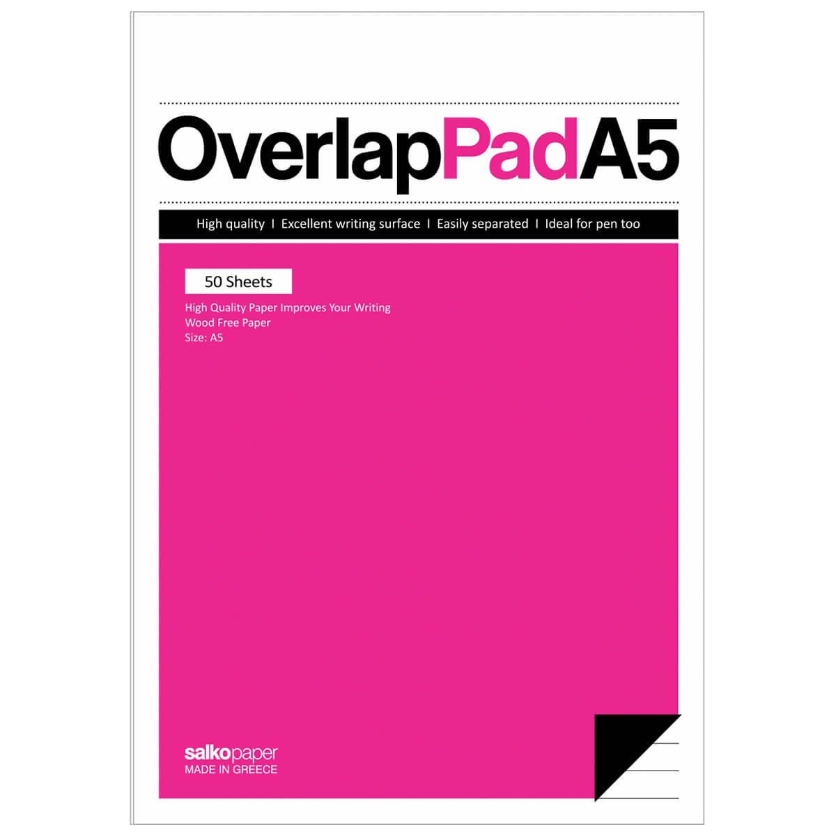 ΜΠΛΟΚ ΓΡΑΦΗΣ 50Φ. OVERLAP-Ριγέ-50-Φύλλα-Διάσταση:14Χ21