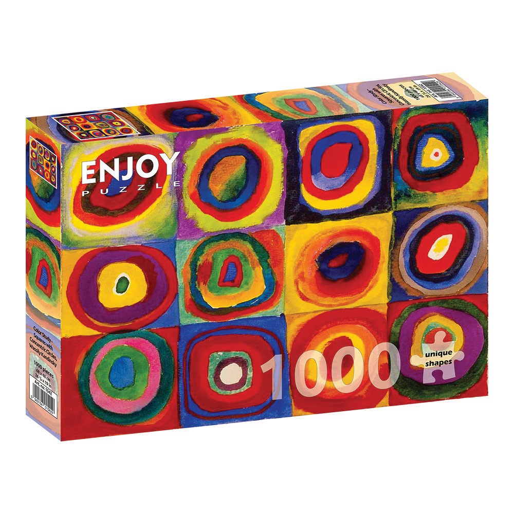 ENJOY -ΠΑΖΛ ART ΈΓΧΡΩΜΗ ΜΕΛΕΤΗ - ΤΕΤΡΑΓΩΝΑ ΜΕ ΟΜΟΚΕΝΤΡΟΥΣ ΚΥΚΛΟΥΣ, WASSILY KANDINSKY 1000 ΤΕΜ Νο 1542