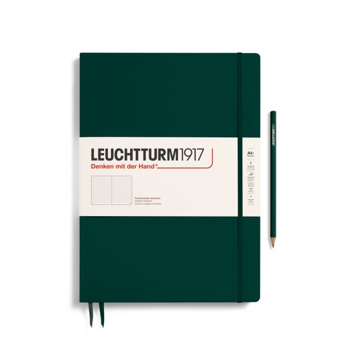 L NOTEBOOK HC A4+SL DOTTED FOREST GREEN 123p