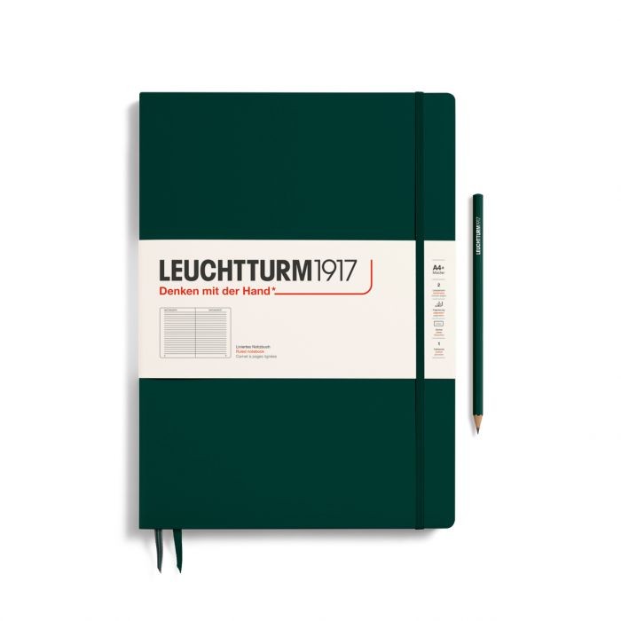 L NOTEBOOK HC A4+SL RULED FOREST GREEN 123p