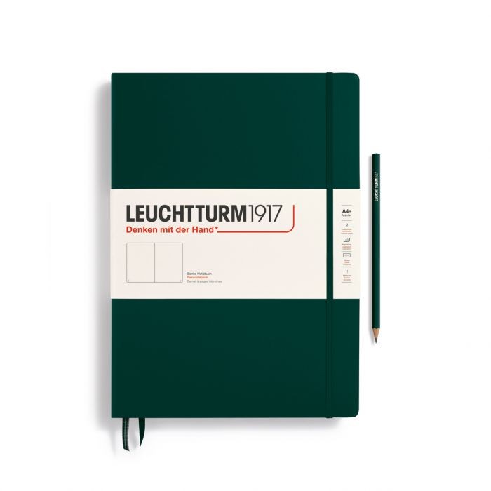 L NOTEBOOK HC A4+CL PLAIN FOREST GREEN 235p