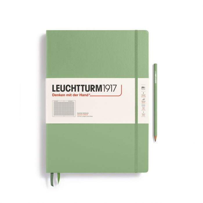 L NOTEBOOK HC A4+CL SQUARED SAGE 235p