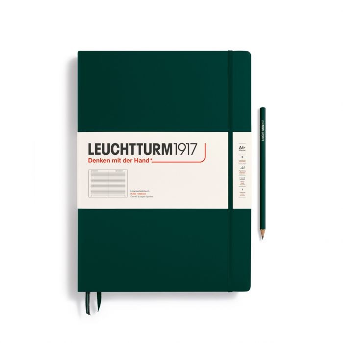 L NOTEBOOK HC A4+CL RULED FOREST GREEN 235p