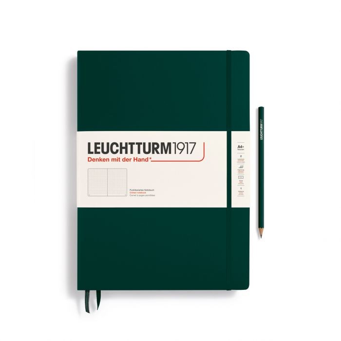 L NOTEBOOK HC A4+CL DOTTED FOREST GREEN 235p
