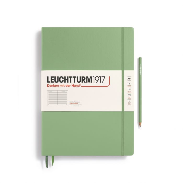 L NOTEBOOK HC A4+CL RULED SAGE 235p