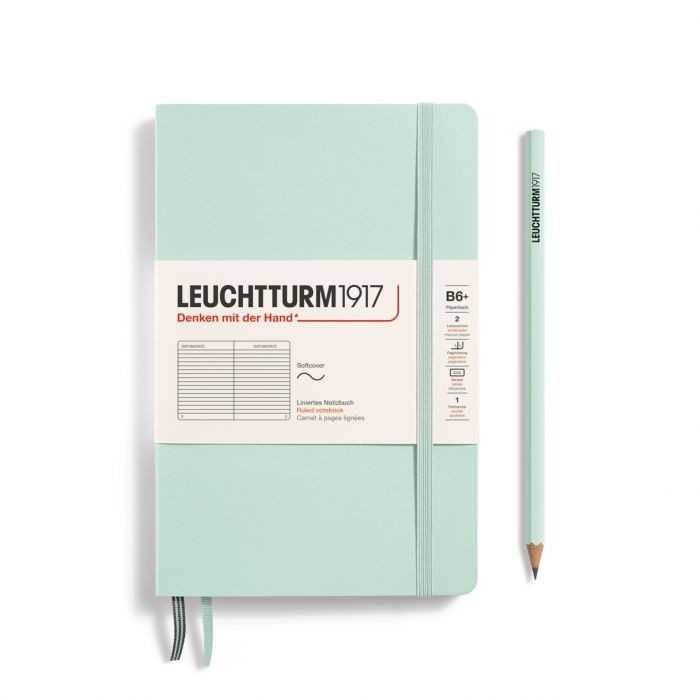L NOTEBOOK SC B6+ PAPERBACK RULED MINT GREEN123p