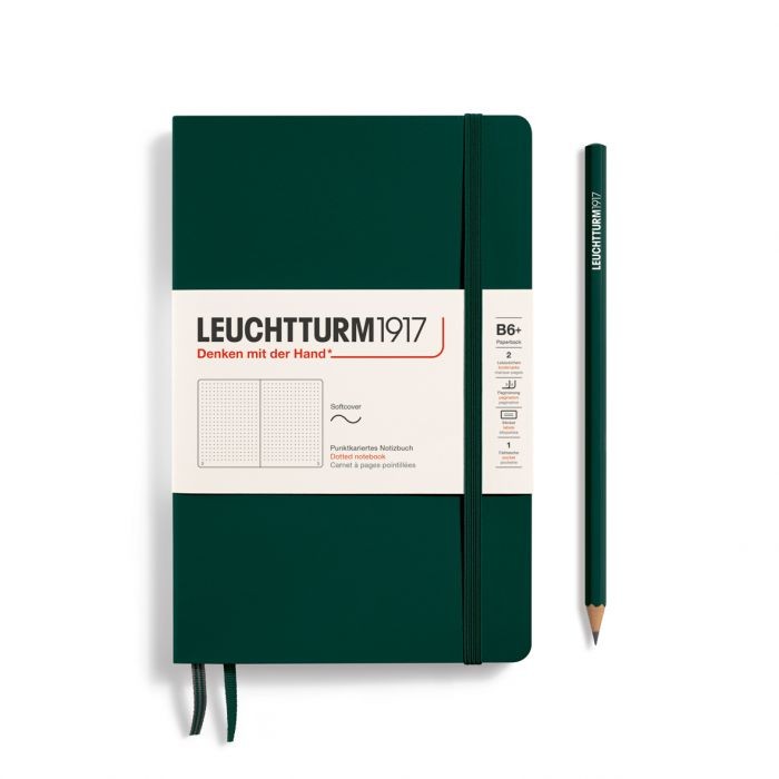 L NOTEBOOK SC B6+ PAPERBACK DOTTED FOREST GREEN123p