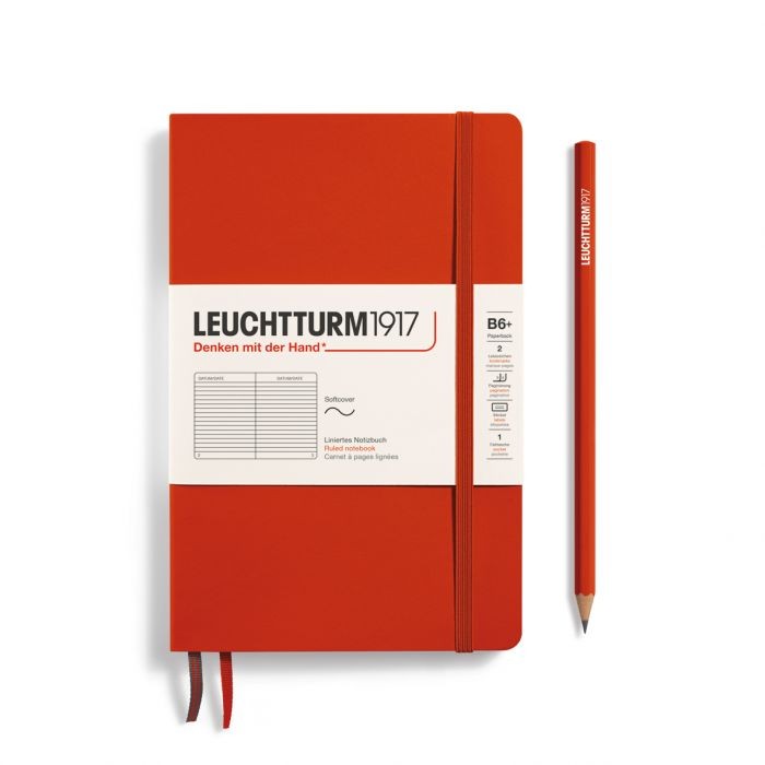 L NOTEBOOK SC B6+ PAPERBACK RULED FOX RED123p