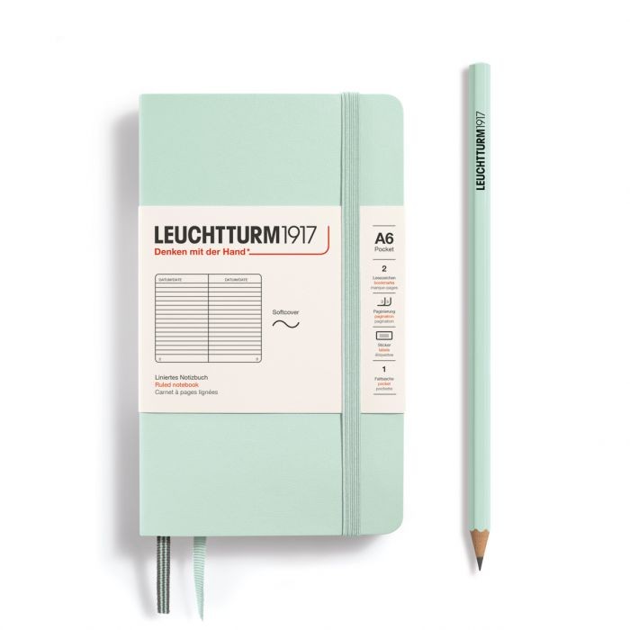 L NOTEBOOK SC A6 POCKET RULED MINT GREEN 123p