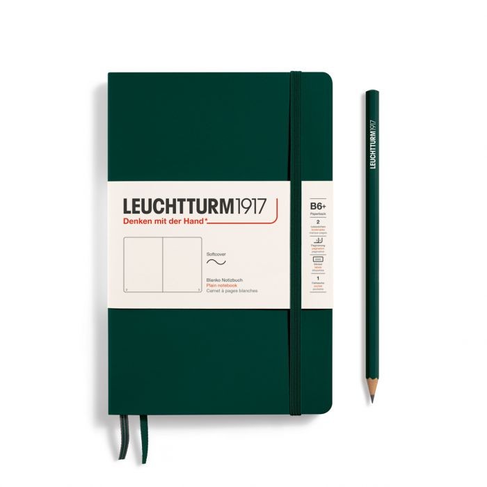 L NOTEBOOK SC B6+ PAPERBACK PLAIN FOREST GREEN123p