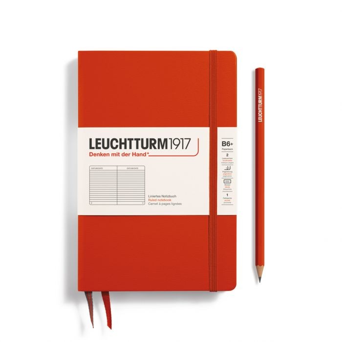L NOTEBOOK HC B6+ PAPERBACK RULED FOX RED 219p