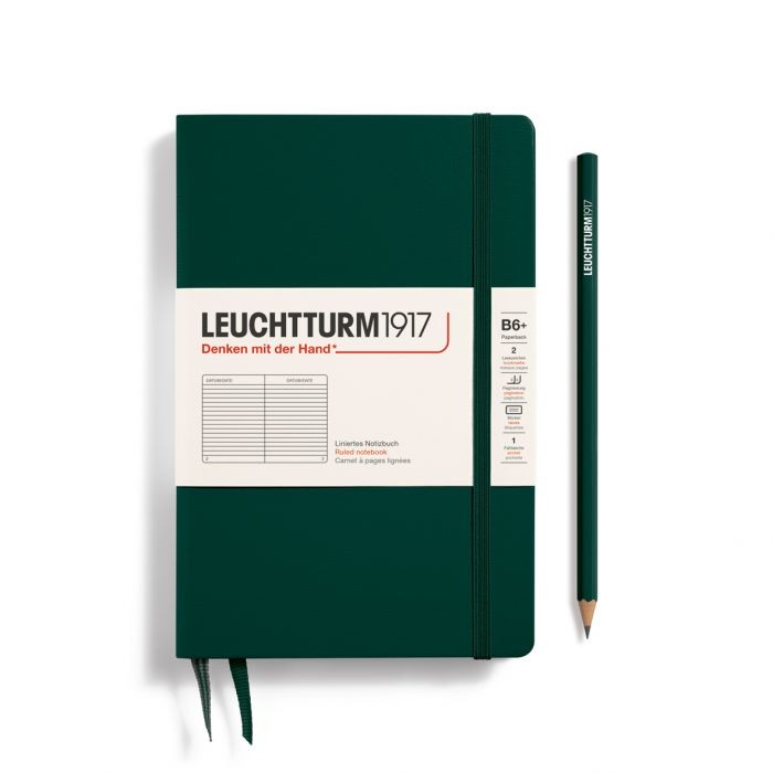 L NOTEBOOK HC B6+ PAPERBACK RULED FOREST GREEN 219p