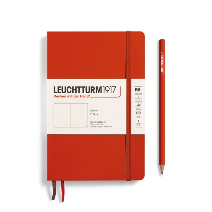 L NOTEBOOK SC B6+ PAPERBACK PLAIN FOX RED 123p