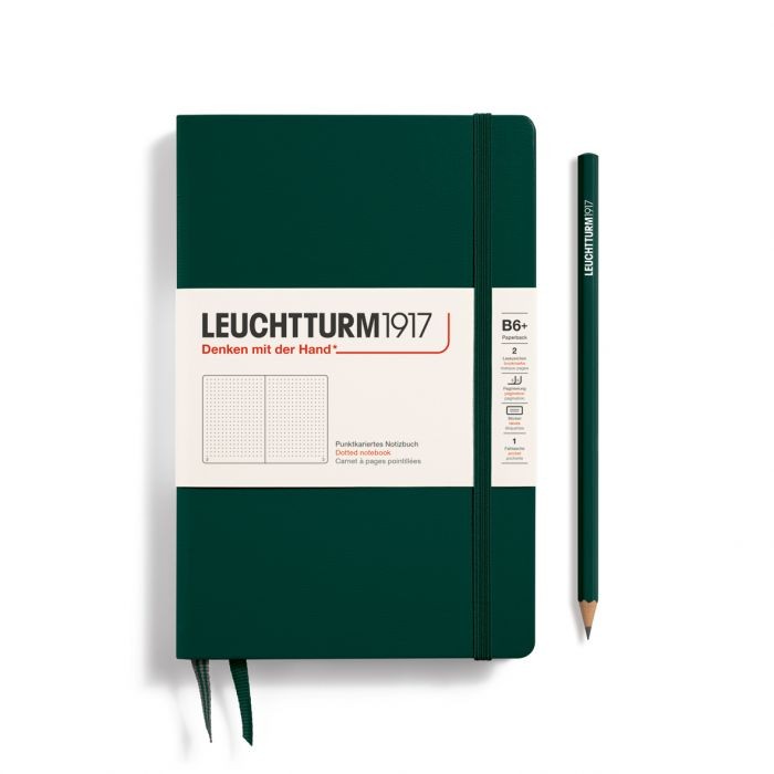 L NOTEBOOK HC B6+ PAPERBACK DOTTED FOREST GREEN 219p