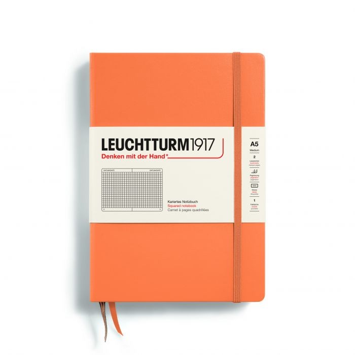 L NOTEBOOK HC A5 MED SQUARED APRICOT 251p