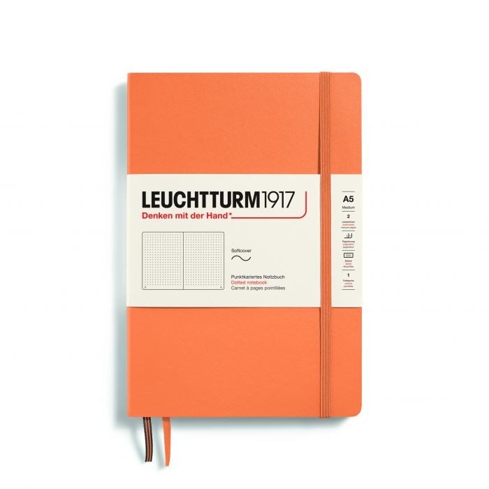 L NOTEBOOK HC A5 MED DOTTED APRICOT 251p