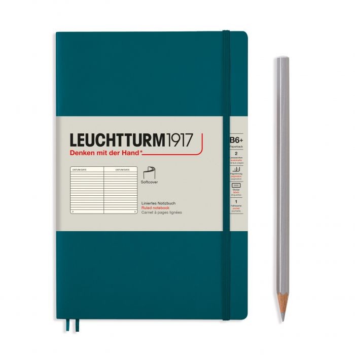 L NOTEBOOK SC B6+ PAPERBACK RULED PACIFIC GREEN 123p
