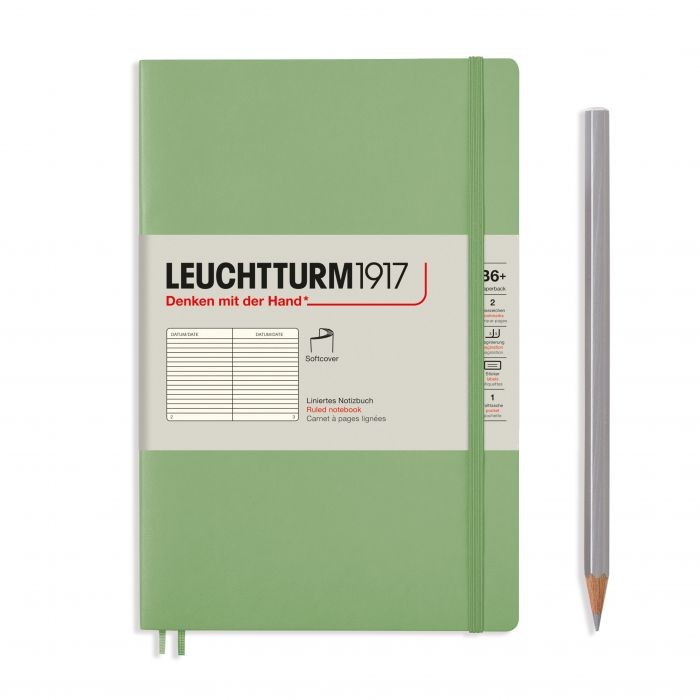 L NOTEBOOK SC B6+ PAPERBACK RULED SAGE 123p
