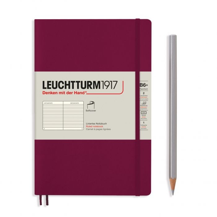 L NOTEBOOK SC B6+ PAPERBACK RULED PORT RED 123p