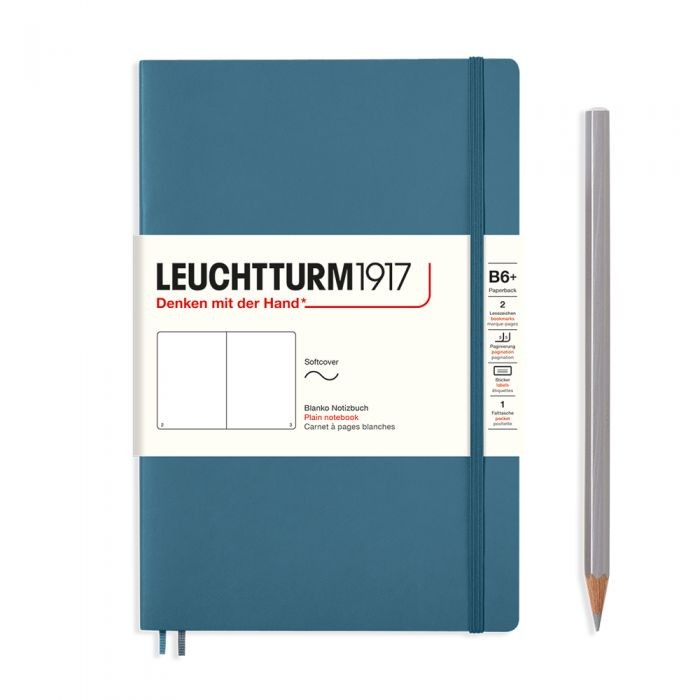 L NOTEBOOK SC B6+ PAPERBACK PLAIN STONE BLUE 123p