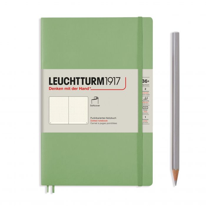 L NOTEBOOK SC B6+ PAPERBACK DOTTED SAGE 123p