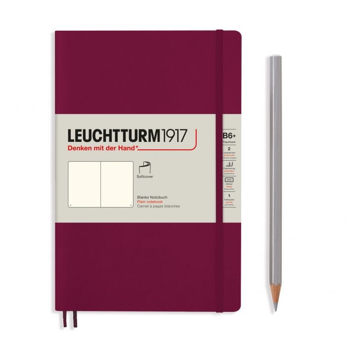 L NOTEBOOK SC B6+ PAPERBACK PLAIN PORT RED 123p