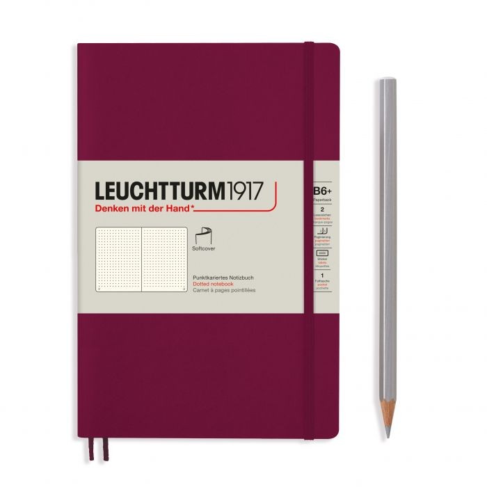 L NOTEBOOK SC B6+ PAPERBACK DOTTED PORT RED 123p