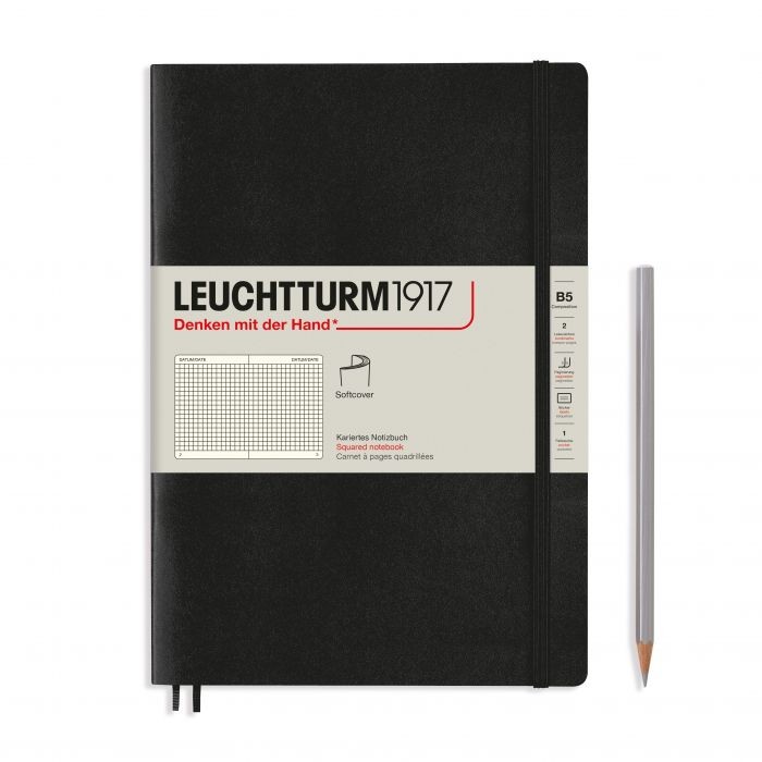 L NOTEBOOK SC B5 COMPO SQUARED BLACK 123p