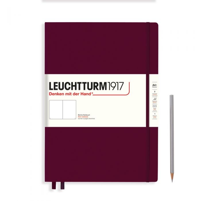 L NOTEBOOK HC A4+CL PLAIN PORT RED 235p
