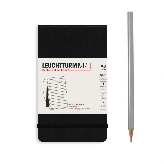 L NOTEPAD HC A6 POCKET RULED BLACK 184p
