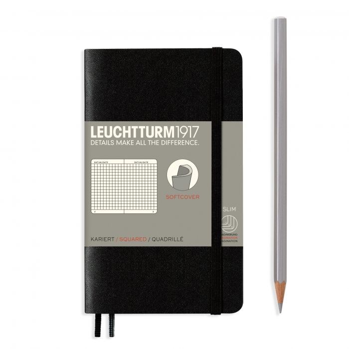 L NOTEBOOK SC A6 POCKET SQUARED BLACK 123p