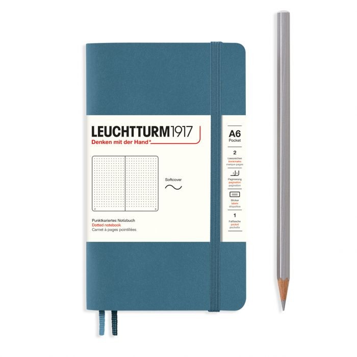 L NOTEBOOK SC A6 POCKET DOTTED STONE BLUE 123p