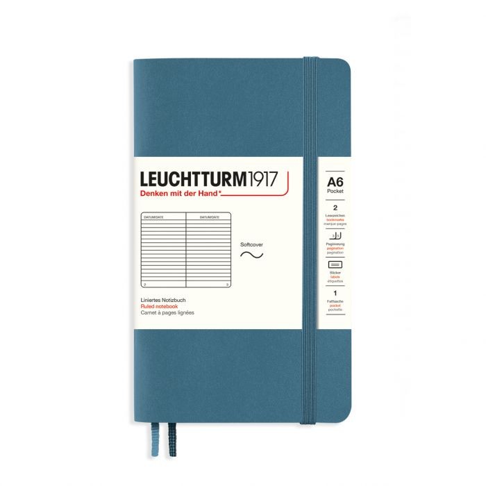 L NOTEBOOK SC A6 POCKET RULED STONE BLUE 123p